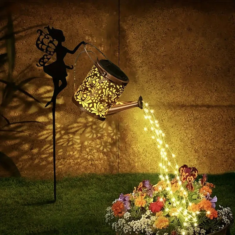 Luzes Solares de Piso e Jardim Estilo Fada Chaleira Decoração à Prova de Chuva Regador de Led Solar