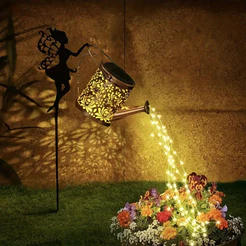 Luzes Solares de Piso e Jardim Estilo Fada Chaleira Decoração à Prova de Chuva Regador de Led Solar