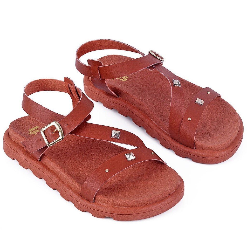 Sandália Birken Infantil Feminina Confortável com Spikes WorldColors Marrom.