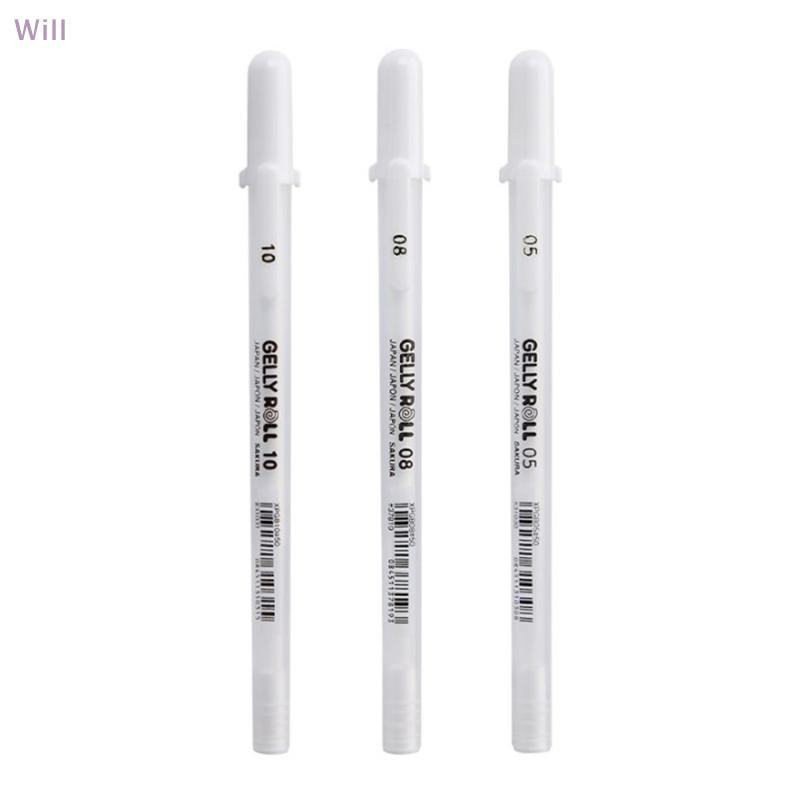 Gelly Rolo Gel Caneta Cor Branca 0.5mm 0.8mm 1.0mm Alta Luz Marke Preto Papelão Arte Pintura Linha Canetas