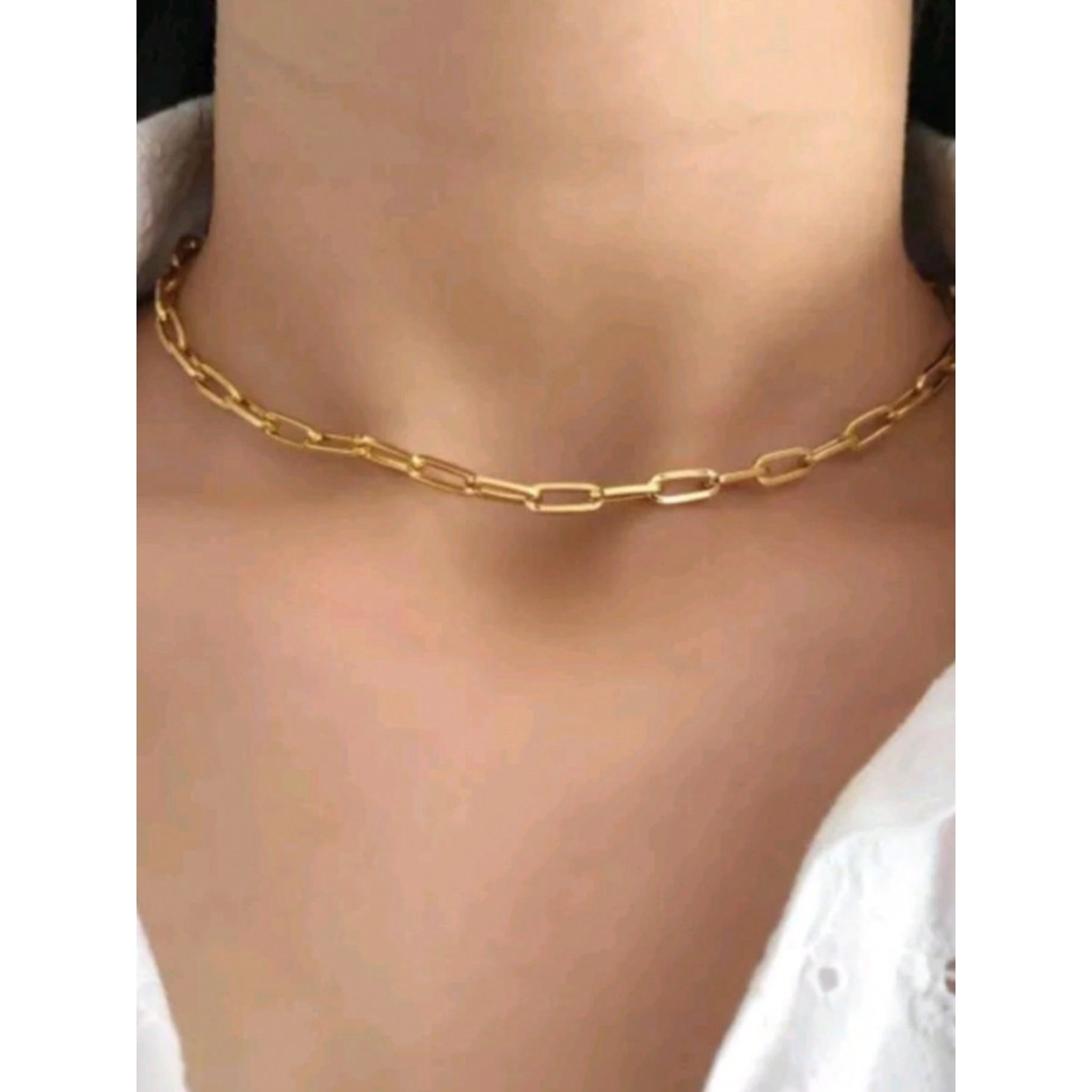 Colar Feminino Cordão Em Elos Cadeado Aço inox Banhado Dourado Antialérgico rn001 004 em Oferta na Shopee