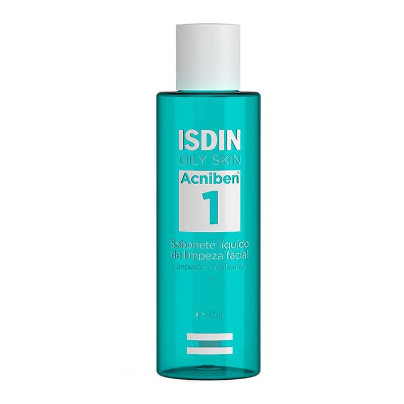 Sabonete Líquido de Limpeza Facial Isdin Oily Skin Acniben 208g em Oferta na Shopee