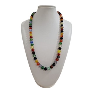 Colar de Ágata Colorida 8mm Pedra Natural Regulável em Oferta na Shopee