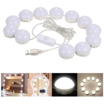 Luz Arandela Camarim 10 Lâmpadas Espelho Maquiagem Camarim Led Studio Led Auto Colante Oferta
