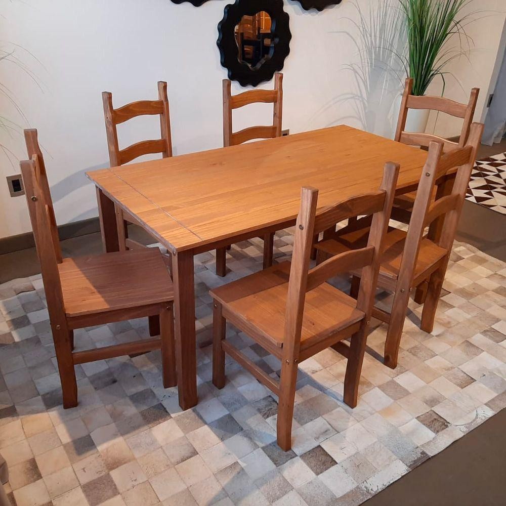 Conjunto Sala Jantar Mesa 6 Cadeiras Madeira Marin Brasil - Home & Living