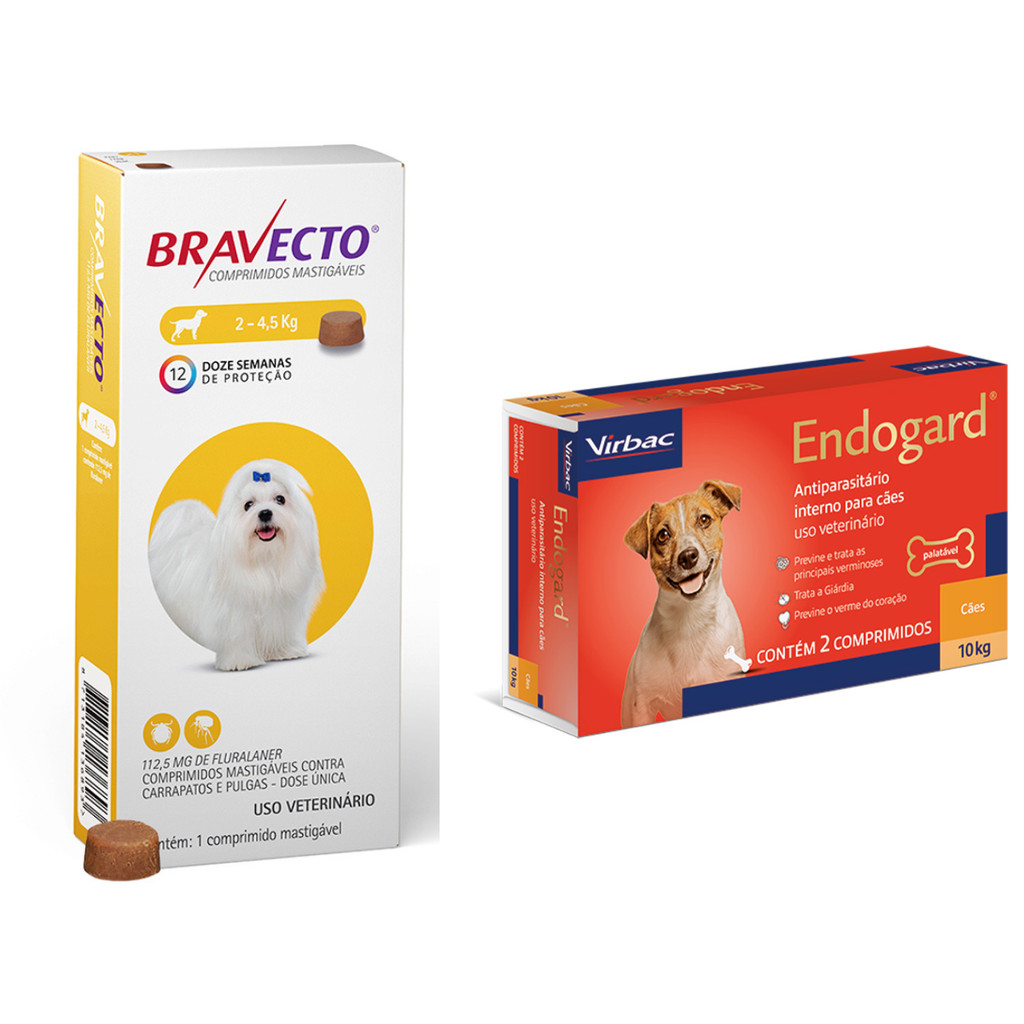 ANTIPULGAS BRAVECTO ATÉ 4,5KG 112,5 + BRINDE 2 ENDOGARD 10KG