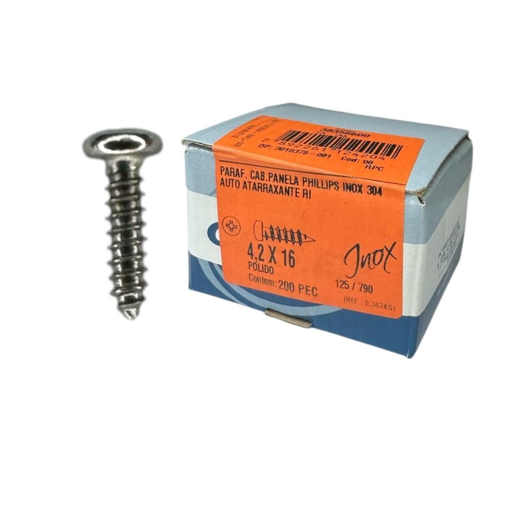 Parafuso Inox AAT Panela Phillips 4.2X16 Phillips Caixa 200 PCS
