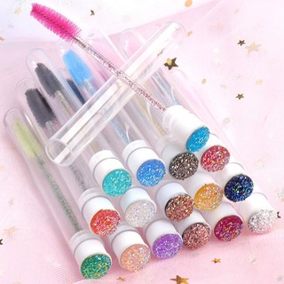 10 Pçs Escovinhas Para Extensão De Cílios Com Tubo Aplicador  EyeLash Cabo Glitter Cores Misto Substituível Reutilizável