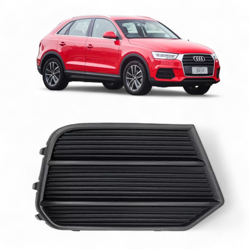 Grade Moldura Milha Audi Q3 2016 2017 2018 Preta Sem Furo Sensor Direito