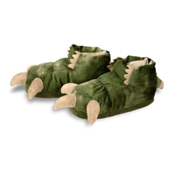 Pantufa Pelúcia 3D Pata Dinossauro Verde Antiderrapante