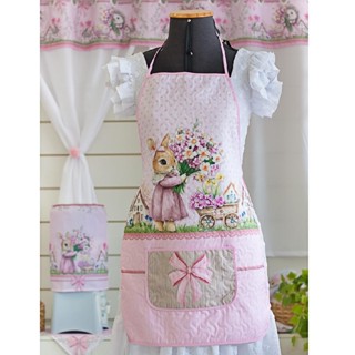 Avental Para Cozinha Matelado Estampa De Páscoa Digital Coelhinha Rose em Oferta na Shopee