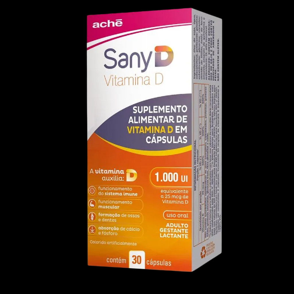 Detalhes do Kit 03 Suplemento Sany D 1.000Ui Com 30 Cápsulas - Ache