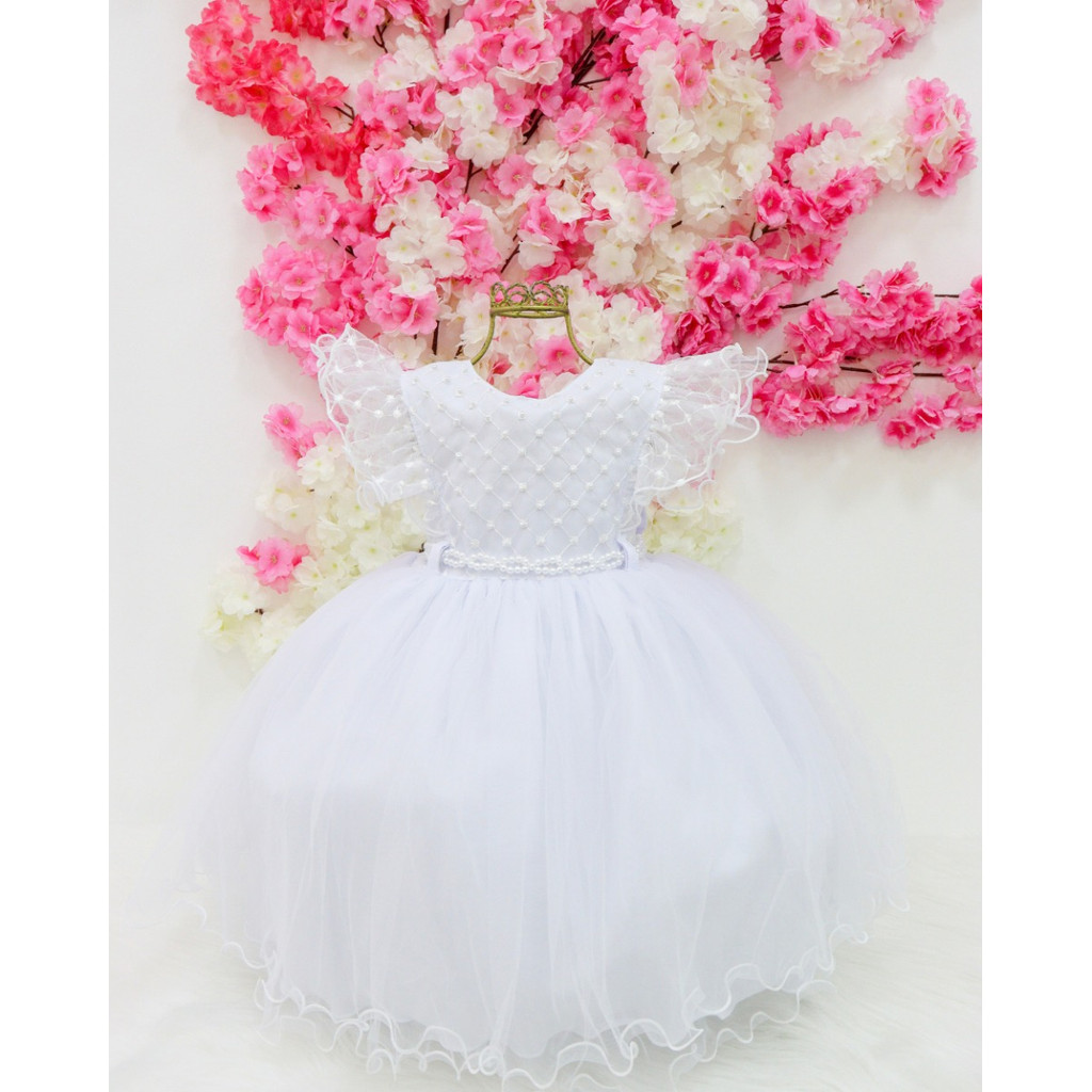 Vestido infantil batizado casamento festa formatura réveillon branco LUXO  excelente qualidade