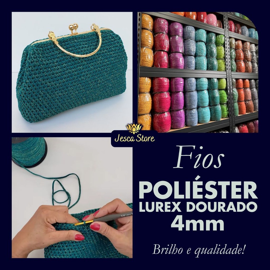 Fio Poliéster 4mm c/ Lurex Dourado - Hass Têxtil