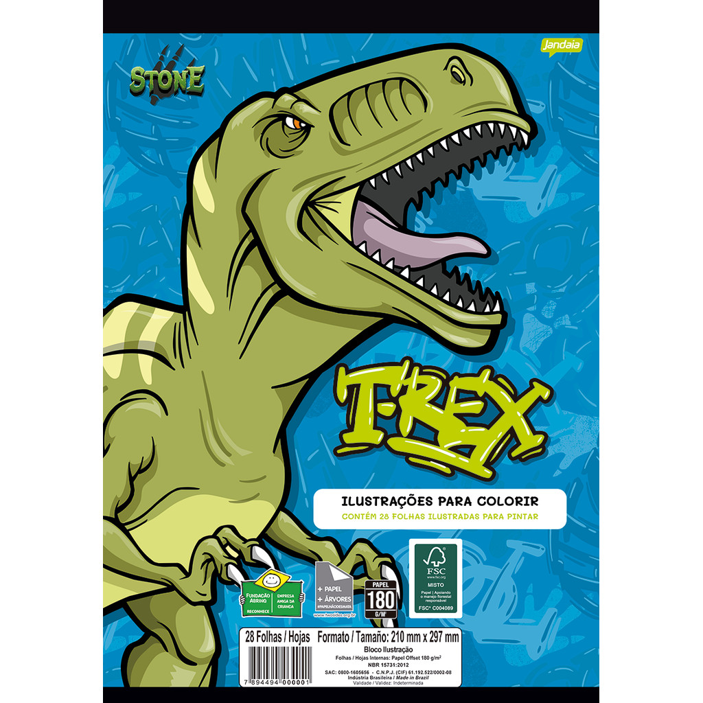Livro para Colorir Formato A4 180g com 28 Folhas Stone, Divertido e Educativo