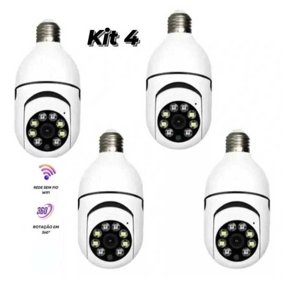 Kit 4 Câmera De Segurança À Prova D'água Aplicação De Lâmpada Sem Fio Yousee Visão Noturna full HD