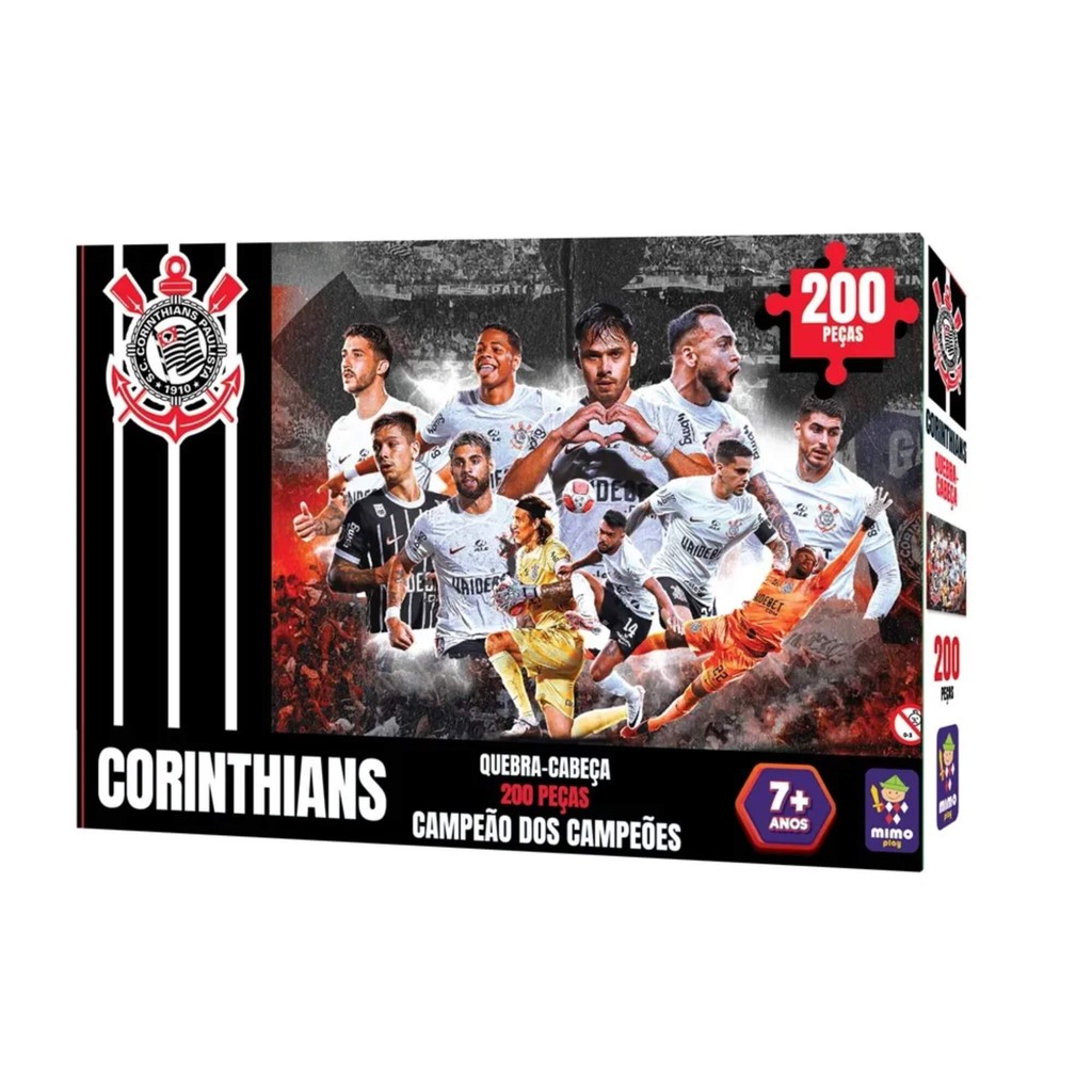 Quebra Cabeça Puzzle Coleção Corinthians 200 Pçs Mimo Toys Jogo Futbol Quadro Colecionável Presente - Mom & Baby