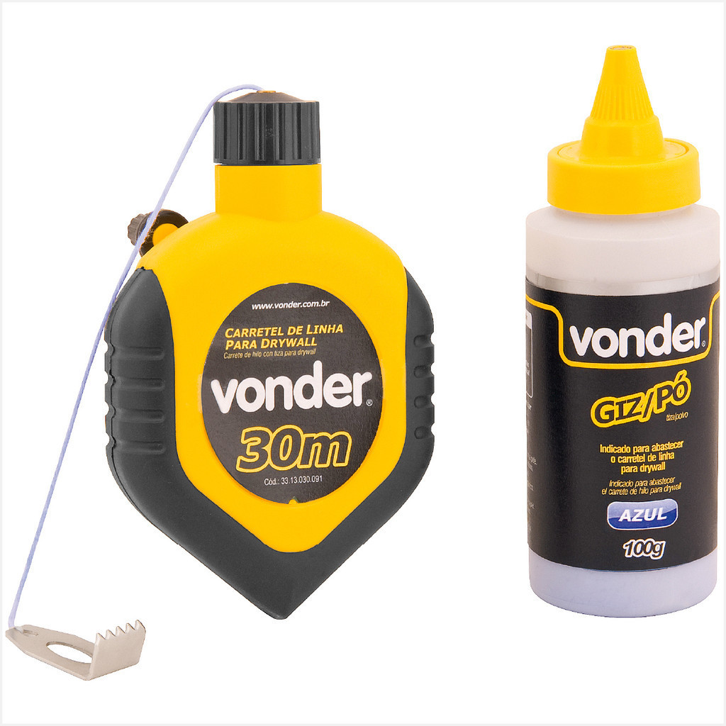 Linha com Giz Azul para Drywall - Vonder em Oferta na Shopee