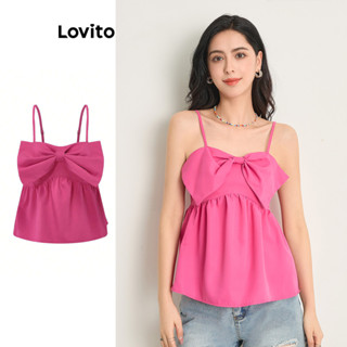 Lovito Regata Boho com laço liso para mulheres L83ED283