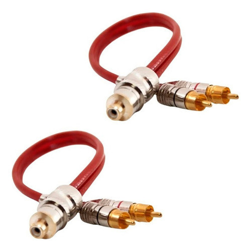 KIT 2 CABO Y RCA BLINDADO VERMELHO 2 MACHOS 1 FEMEA E-TECH PARA SOM AUTOMOTIVO em Oferta na Shopee