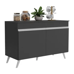 Balcão Cozinha Gabinete Pia 120 cm 2 Portas Veneza Multimóveis MP3738 Preto/Branco