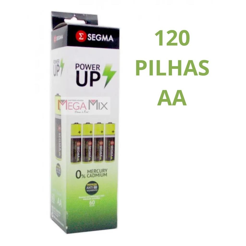 Pilha AA Média Segma Comum Zinco Caixa com 120 Unidades