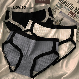 Lovito Calcinha Casual Lisa Colorblock Para Mulheres LNA41018