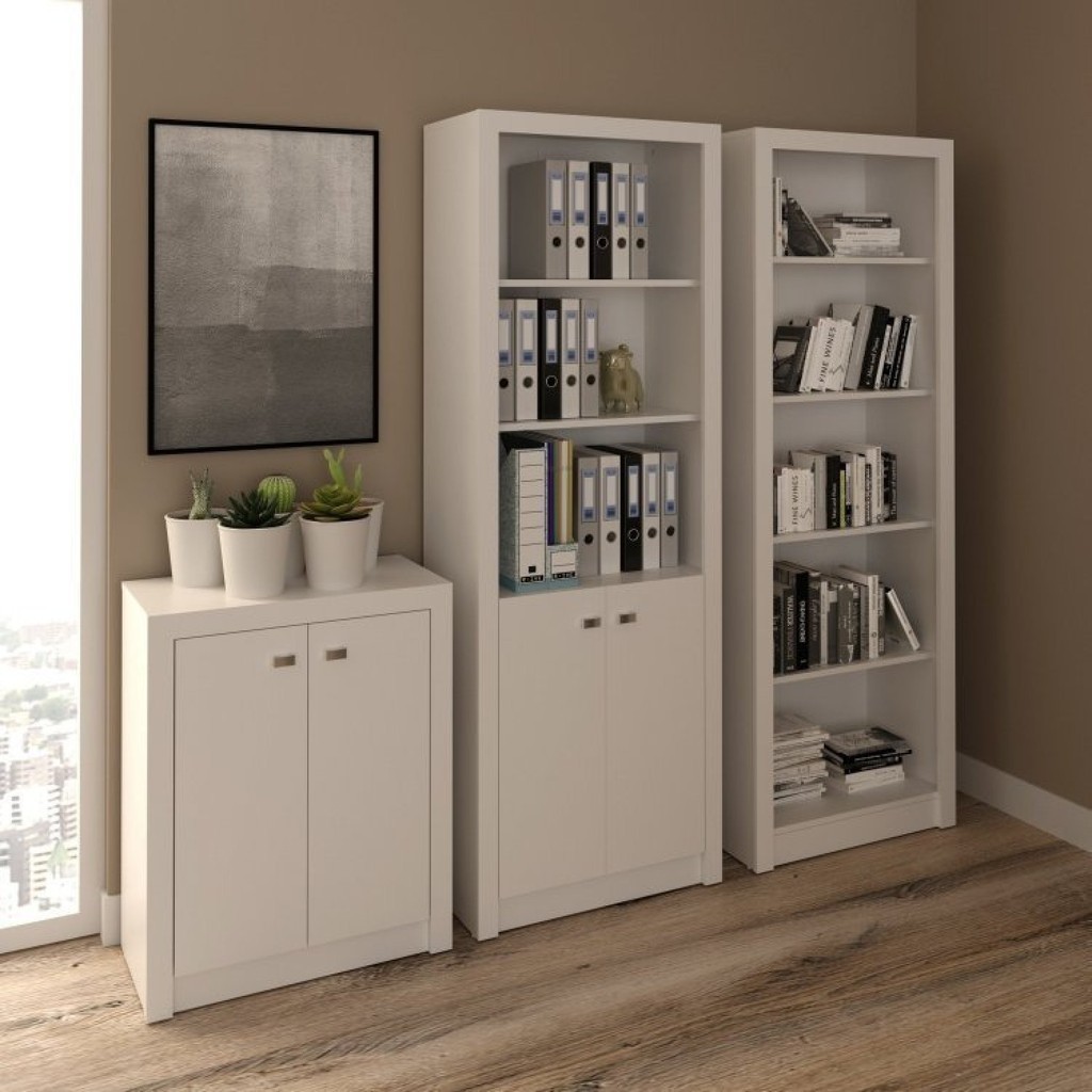 Kit 3 Armários para Escritório com Balcão, Armário e Estante Espresso Móveis Branco em Oferta na Shopee