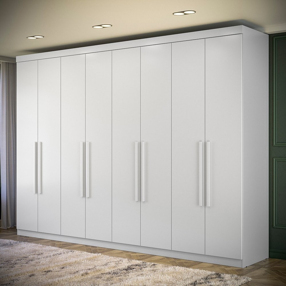 Guarda-roupa Casal 8 Portas 4 Gavetas Master New Branco - Mom & Baby