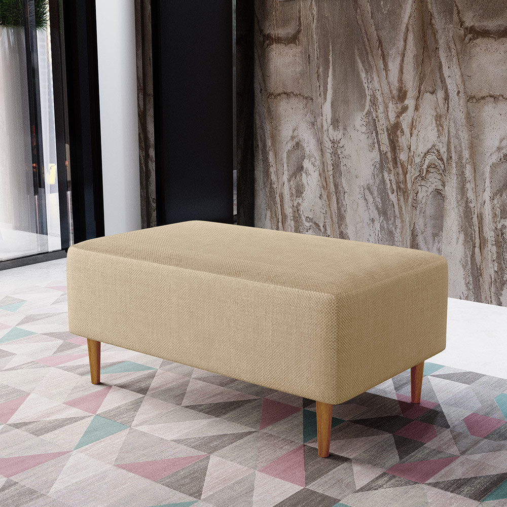 Puff Decorativo Sala de Estar Cléo W01 Pés Palito 90 cm Linho Bege Escuro - Lyam Decor em Oferta na Shopee