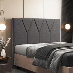 Cabeceira Cama Box Casal 140 cm Aurora W01 Linho Cinza Escuro - Lyam Decor