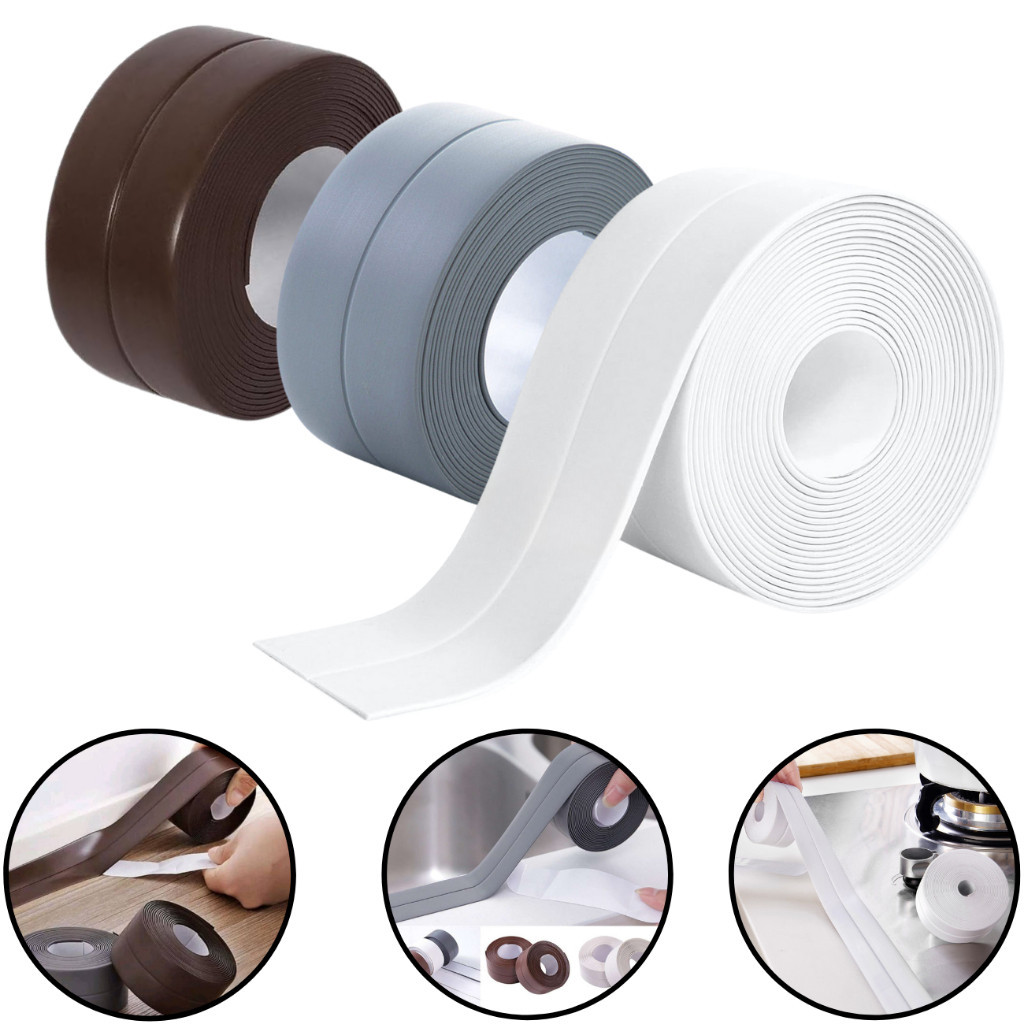 Fita Adesiva Pvc Selante Multiuso Vedação Impermeável Acabamento Cozinha à Prova de Água Banheiro em Oferta na Shopee