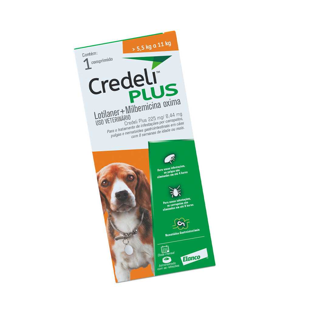 Credeli Plus Elanco para Cães de 5,5 a 11 kg - 1 Comprimido - Pets