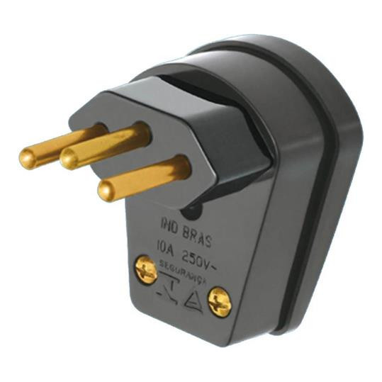 Plug Macho 10A 90° Com Prensa Cabo 2P+T Preto 1489 - Fame em Oferta na Shopee