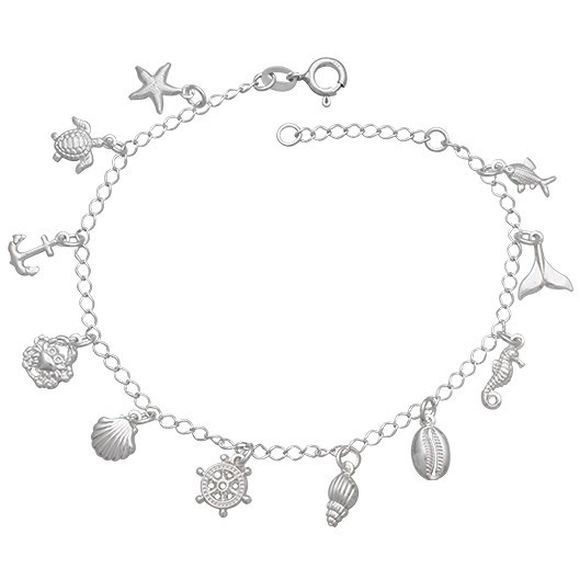 Pulseira Feminina Elementos Do Mar Prata 925