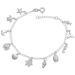 Pulseira Feminina Elementos Do Mar Prata 925