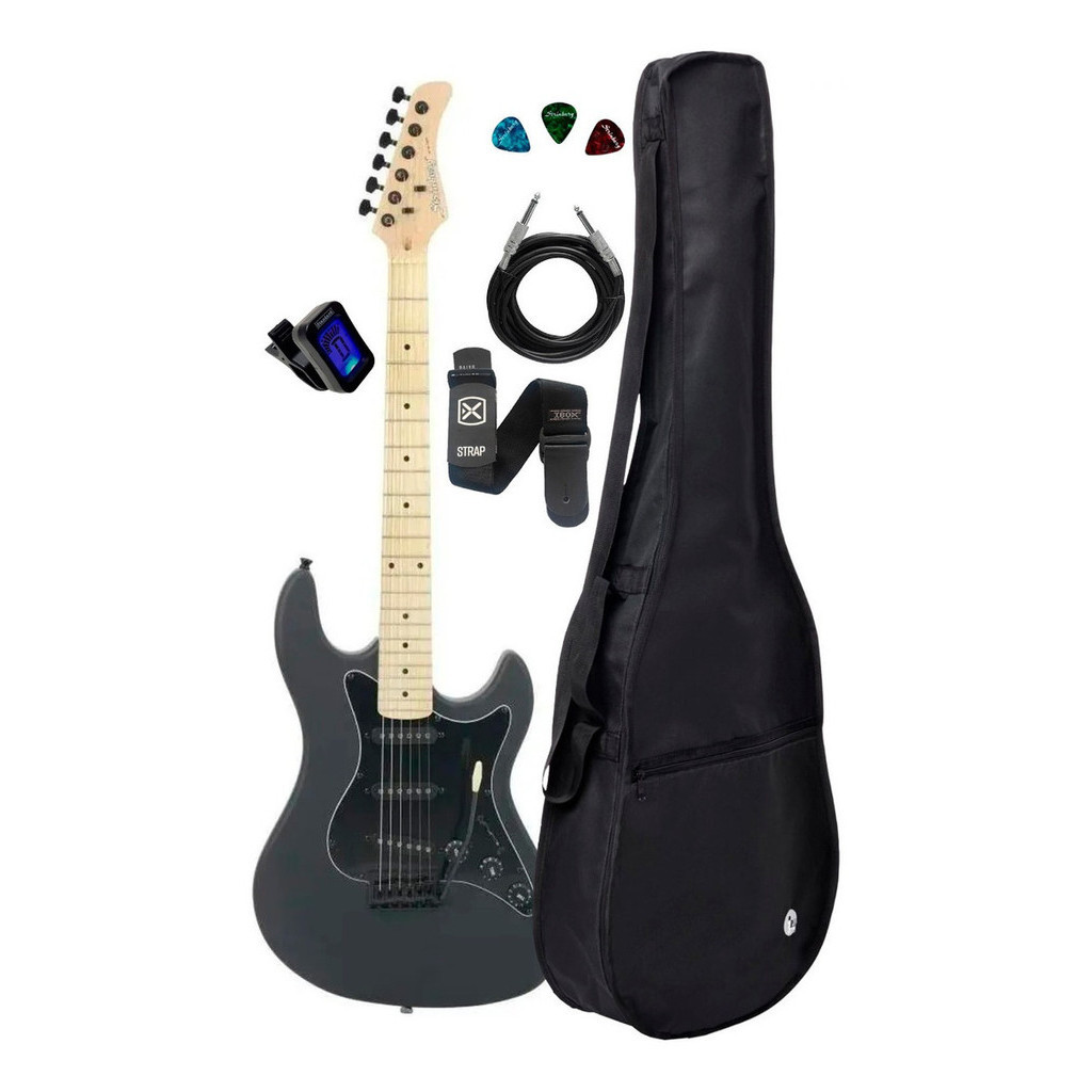 Imagem Guitarra Strinberg Sts100 Preta Bks Fosco+kit Capa Cabo Full