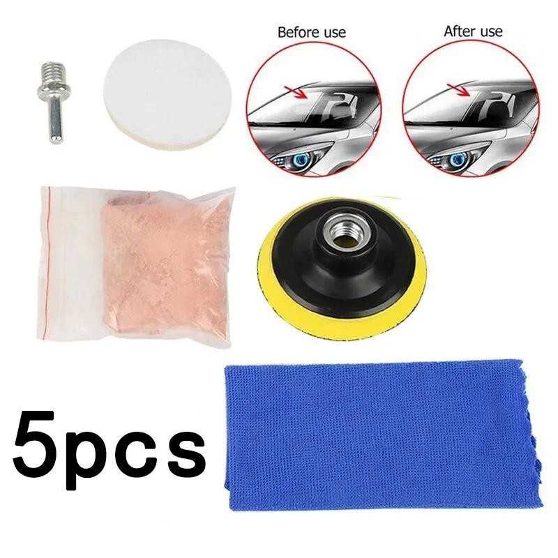 5 Pçs/Set Almofadas De Polimento Kit Pó Universal Carro Pára-Brisas Reparação Brisa Removedor Risco Vidro Novo