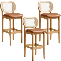 Kit 03 Banquetas Altas Para Cozinha Bancada Sala Tela Betta Fixa L02 Couríssimo Whisky - Lyam