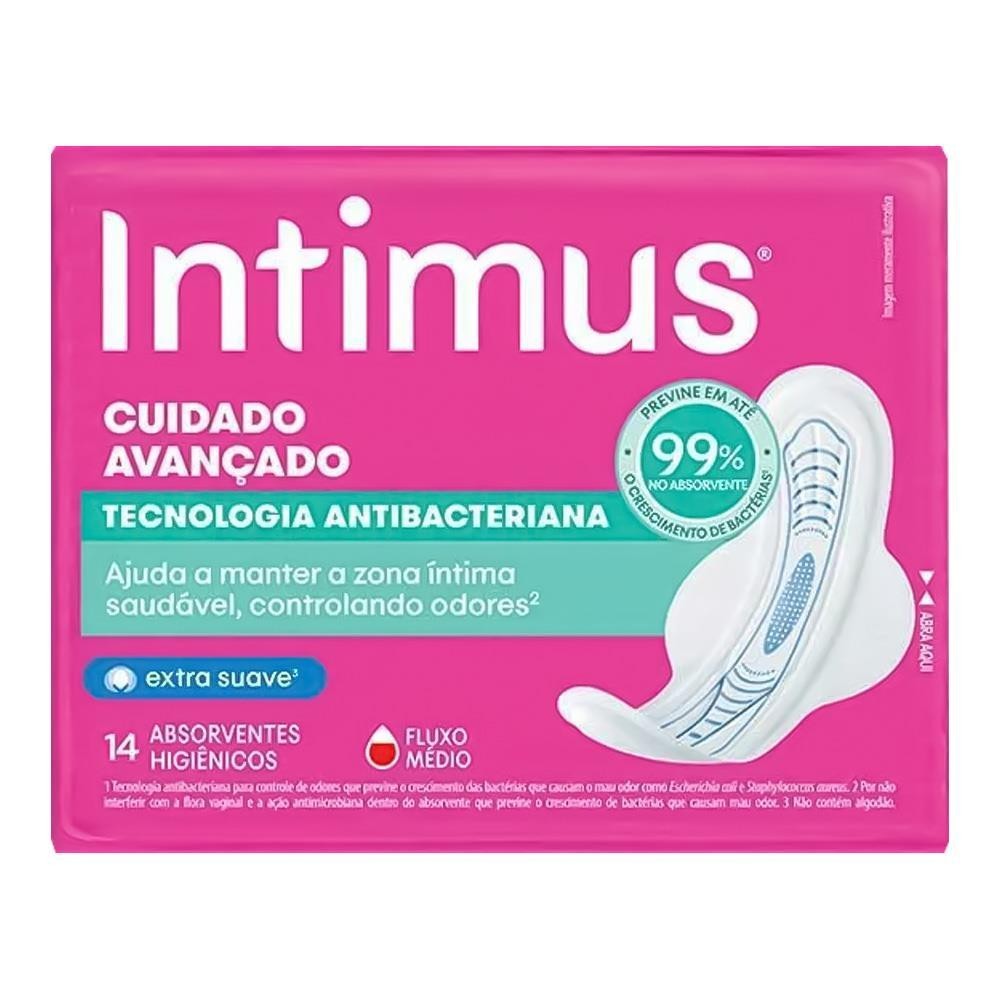 INTIMUS ABSORVENTE ULTRAFINO TECNOLOGIA ANTIBACTERIANA COM ABAS DE 14 UNIDADES em Oferta na Shopee