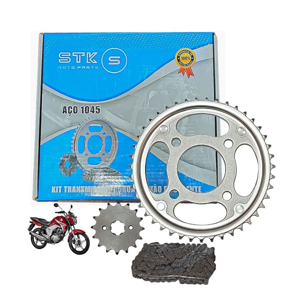 Kit Transmissão Relação Tração Moto Honda Start Fan Titan 150 2004 a 2015 Cargo 150 2013 2014 2015