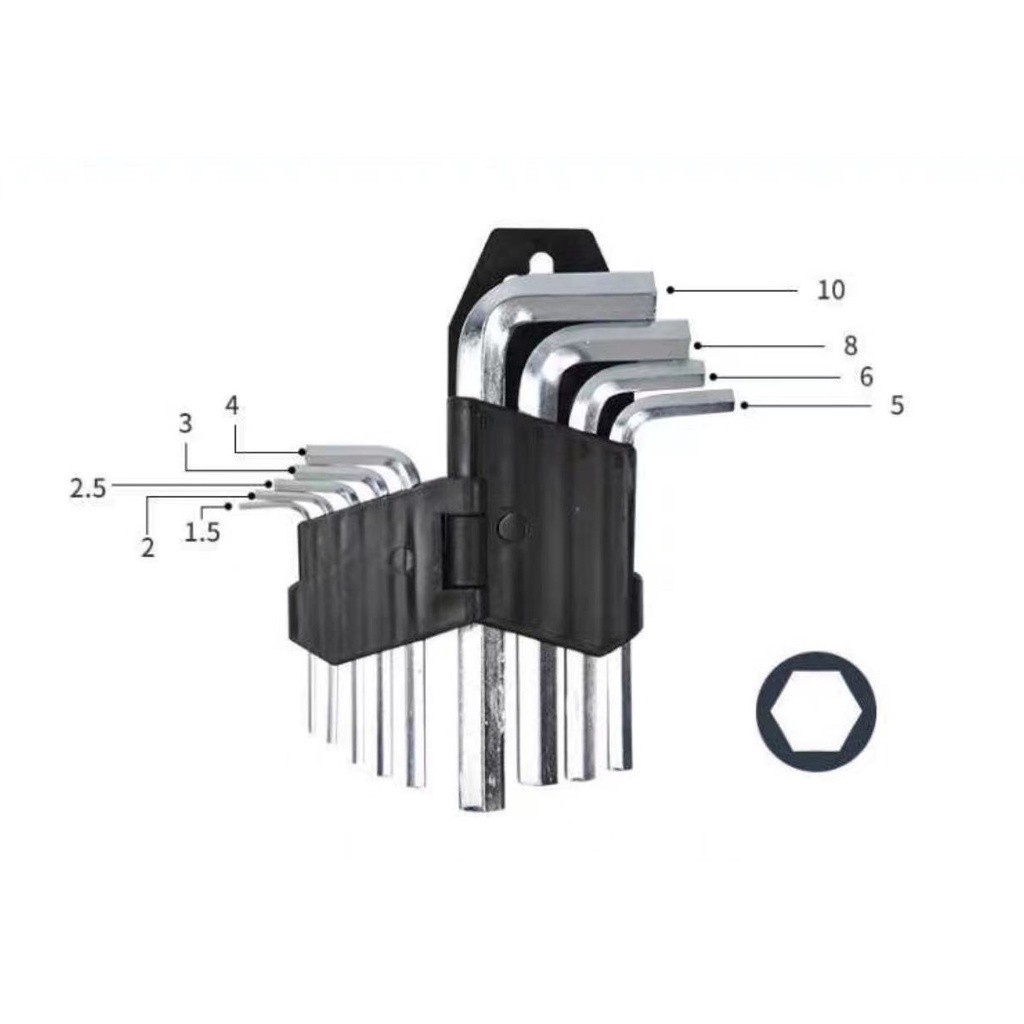 Kit Jogo 9 pcs Ferramentas Chave Hexagonais Allen p/ Bicicleta Bike Ciclismo 1.5 a 10mm