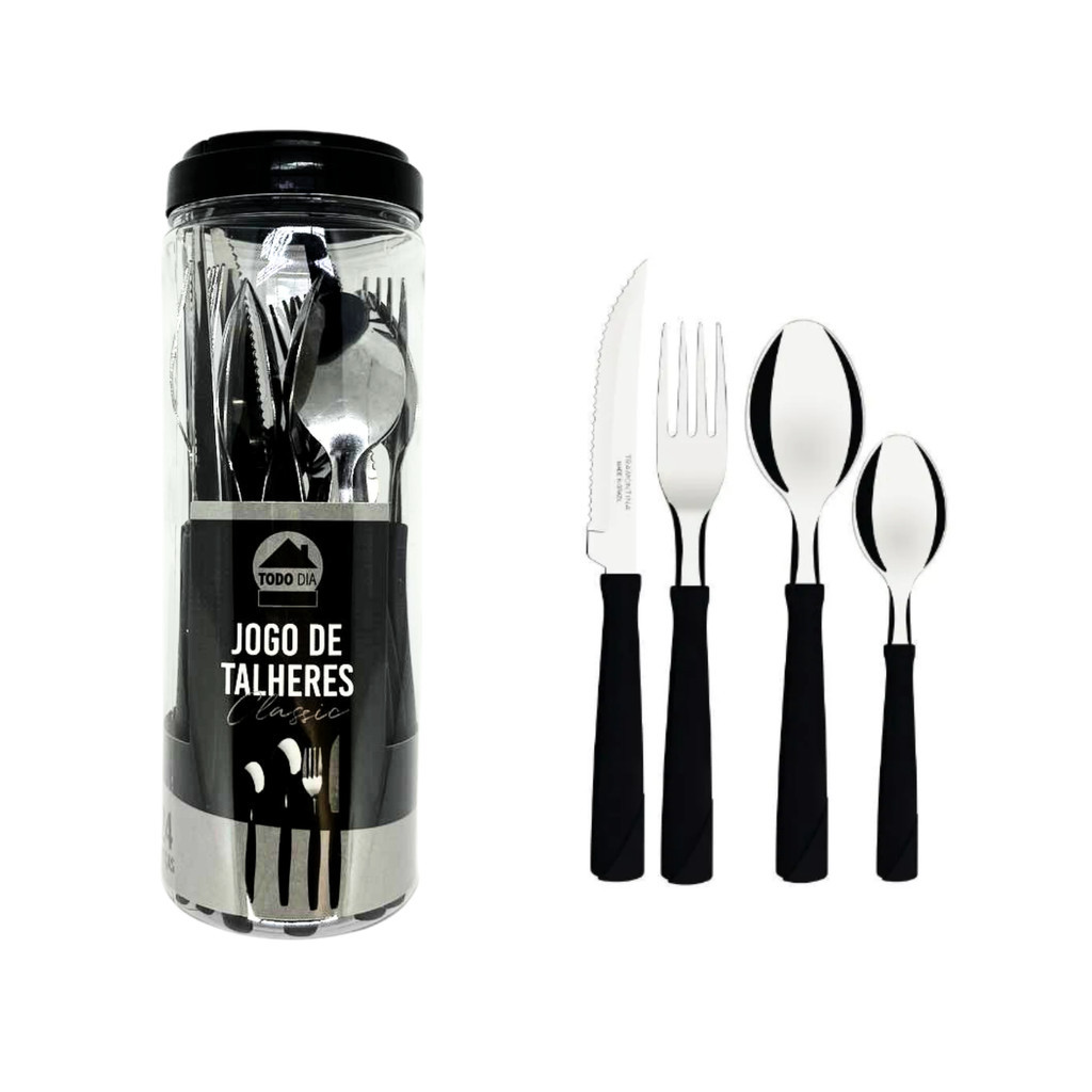 Jogo De Talheres Faqueiro Inox Com 24 Peças Com Suporte