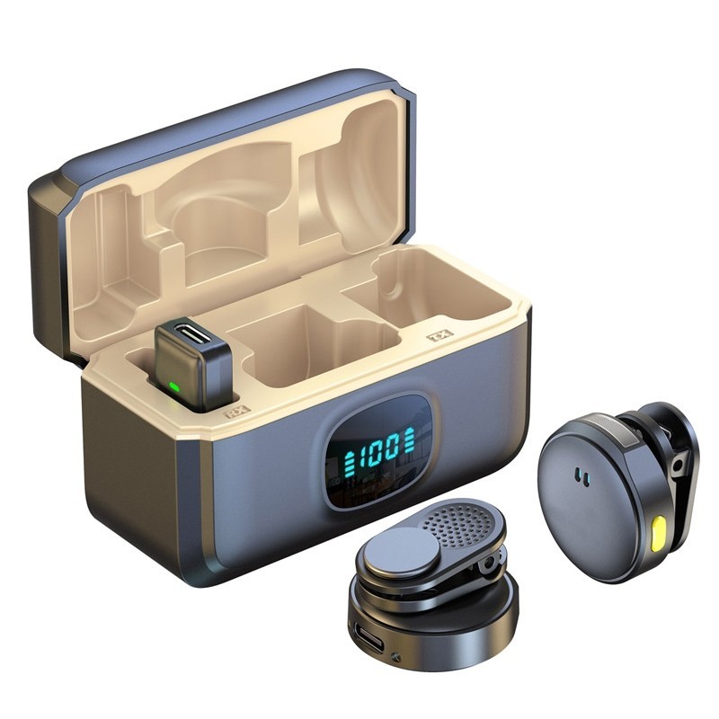Microfone De Lapela Sem Fio Para iPhone/Android Tipo-c Com Estojo Carregamento Redução De ...