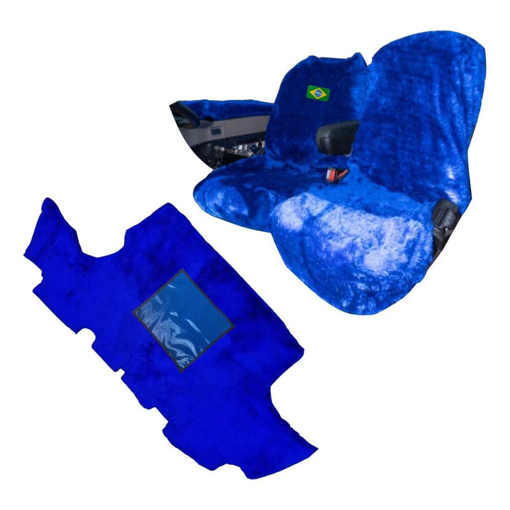 Kit Capas em Chinil Operador e passageiro + Tapete Chinil Compatível com New Holland Trator Linha T7