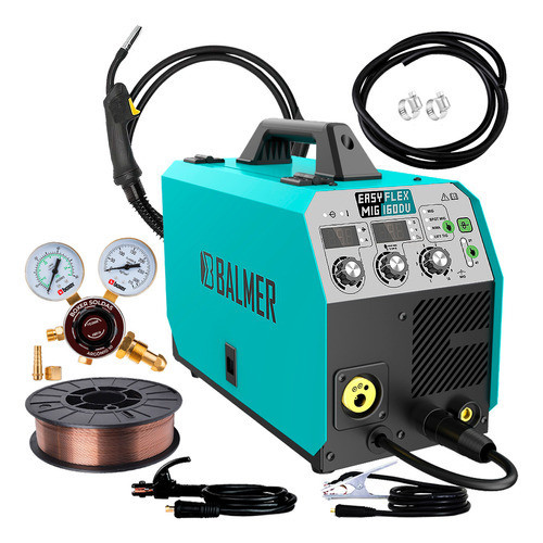 Kit Serralheiro Maquina Solda Inversora Multiprocesso Balmer Mig 160 Tig Mma Arame 5kg 0.8mm Regulador