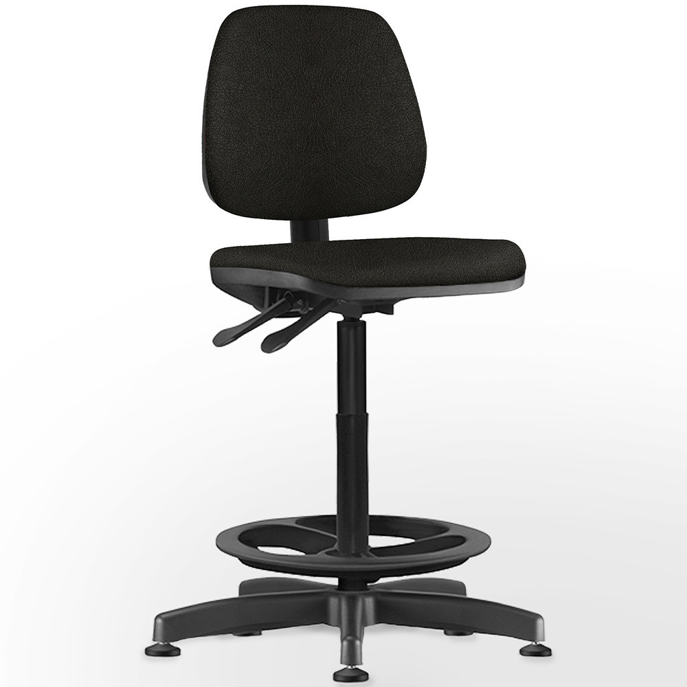 Cadeira Caixa Alta Giratória Job L02 Couro Sintético Preto - Lyam Decor