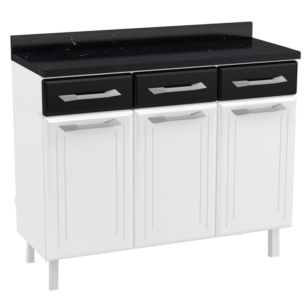 Armário de Cozinha em Aço Topázio 3 Portas 3 Gavetas em Oferta na Shopee