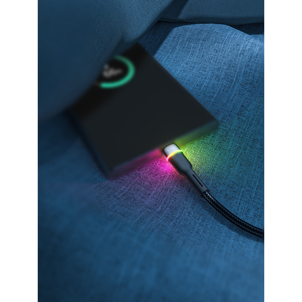 Cabo De Carregador Para Celular Carregamento Turbo Tipo C ou Tipo Lightning Com Led RGB QC3.0 6A 1M em Oferta na Shopee