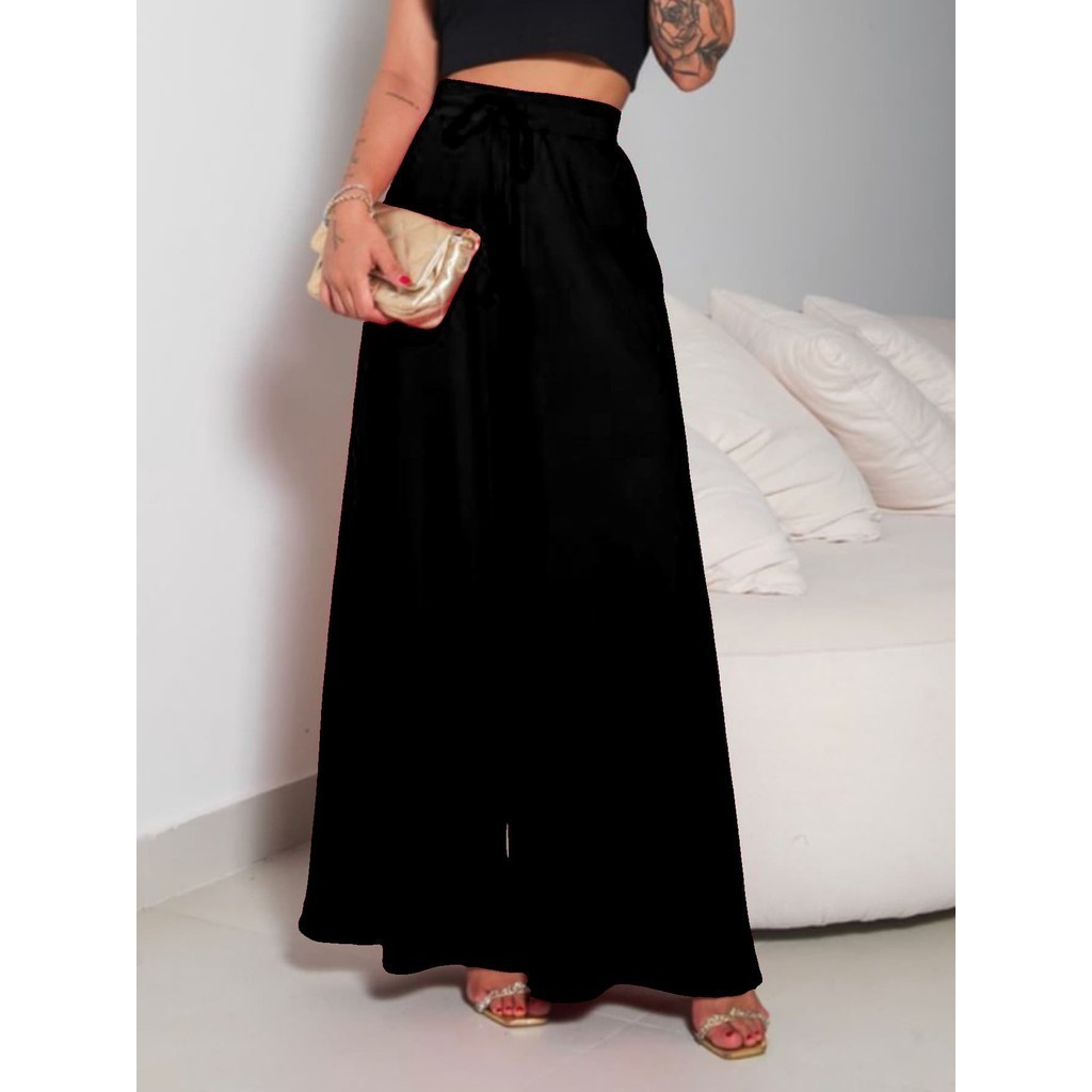 Calça pantalona feminina de duna cintura alta pra verao em Oferta na Shopee